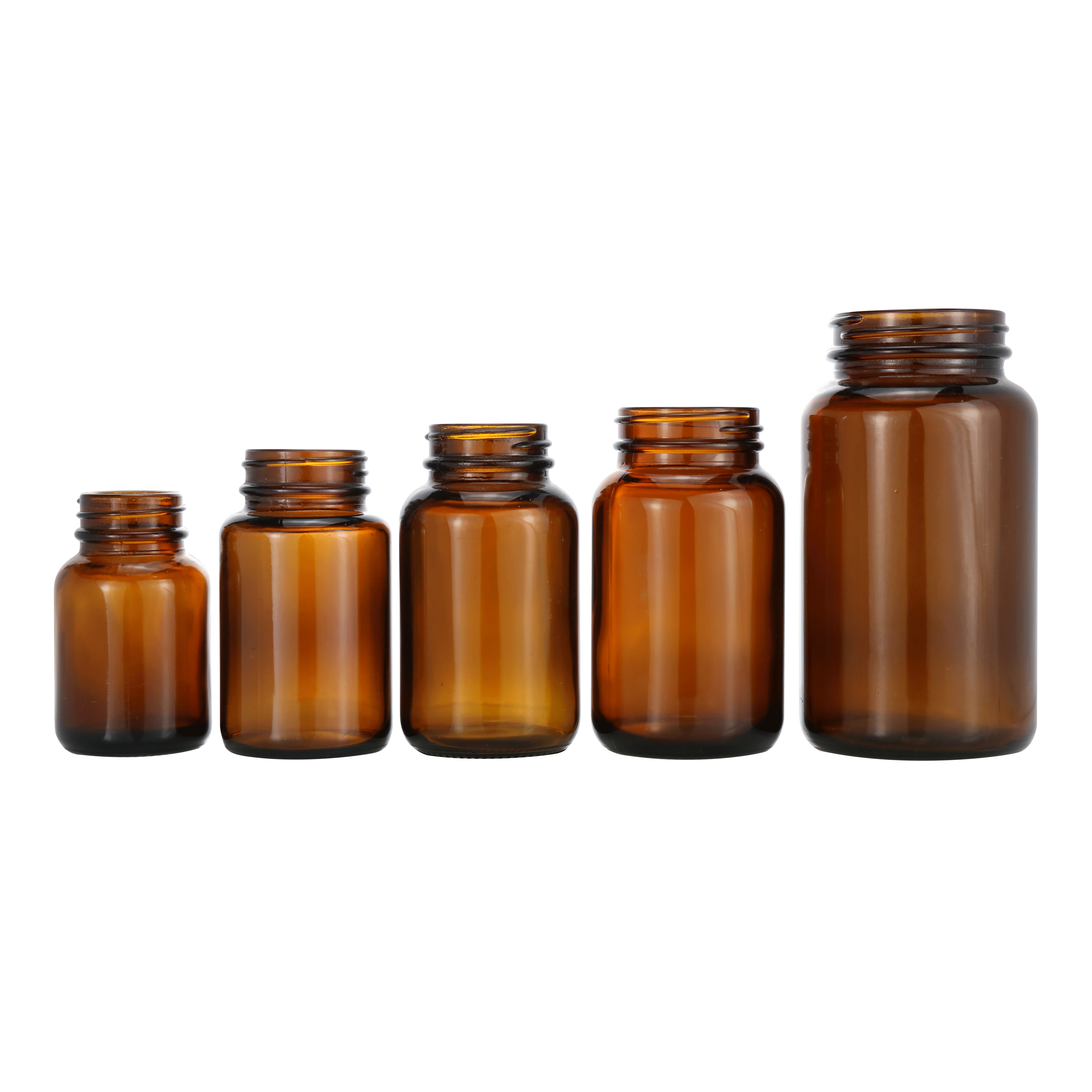 Wholesale glass vitamin c tablet pill bottle 60ml 75ml 100ml 120ml 150ml for tablet packing