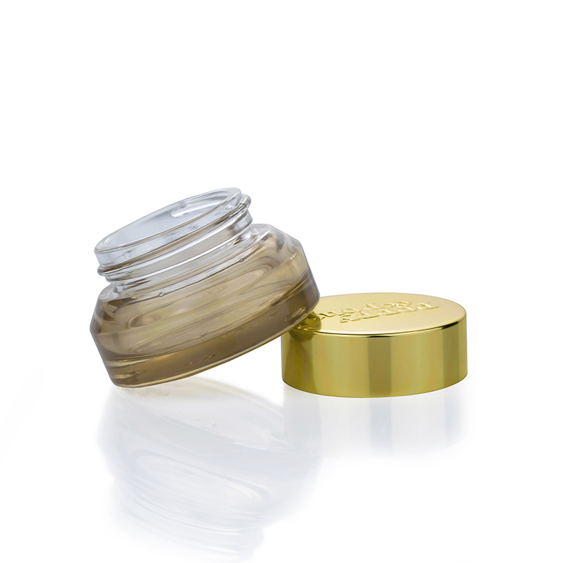 Wholesale gold aluminum lid cosmetic jars 15g 30g 50g 100g glass cosmetic containers jar