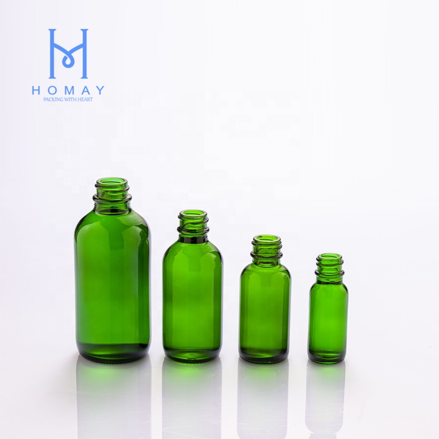 Wholesale green Boston round glass bottle 0.5oz/1oz/2oz/4oz glass bottle with spray pumps
