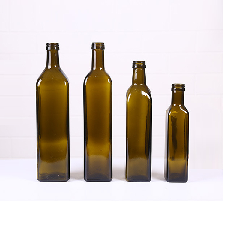 Wholesale green and brown 250ml 500ml 750ml 1000ml round square virgin olive oil glass bottles