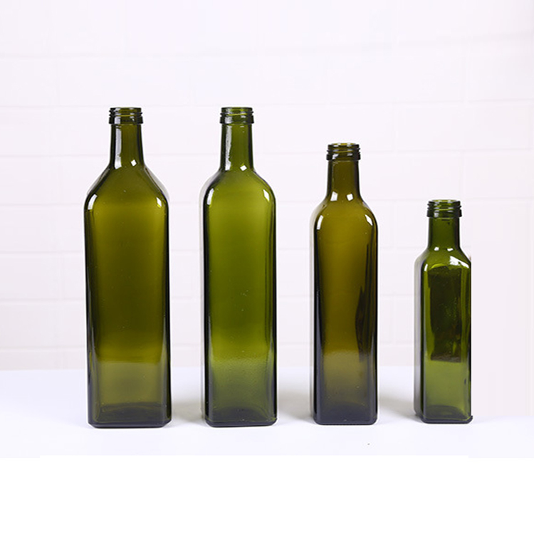 Wholesale green and brown 250ml 500ml 750ml 1000ml round square virgin olive oil glass bottles