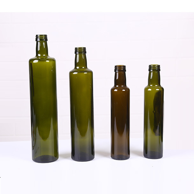 Wholesale green and brown 250ml 500ml 750ml 1000ml round square virgin olive oil glass bottles