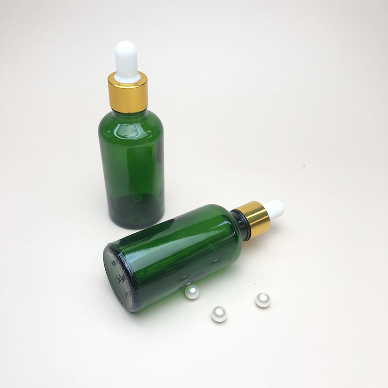Wholesale green glass oil drop bottle private label beard oil drop ship glass bottle for essential oil