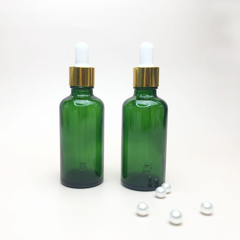 Wholesale green glass oil drop bottle private label beard oil drop ship glass bottle for essential oil