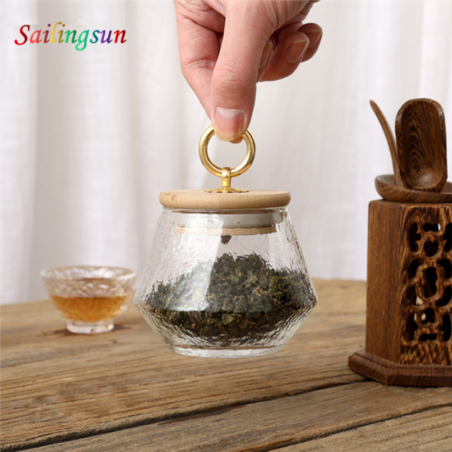 Wholesale hammer pattern design handmade with lid pyrex glass condiment herb jar