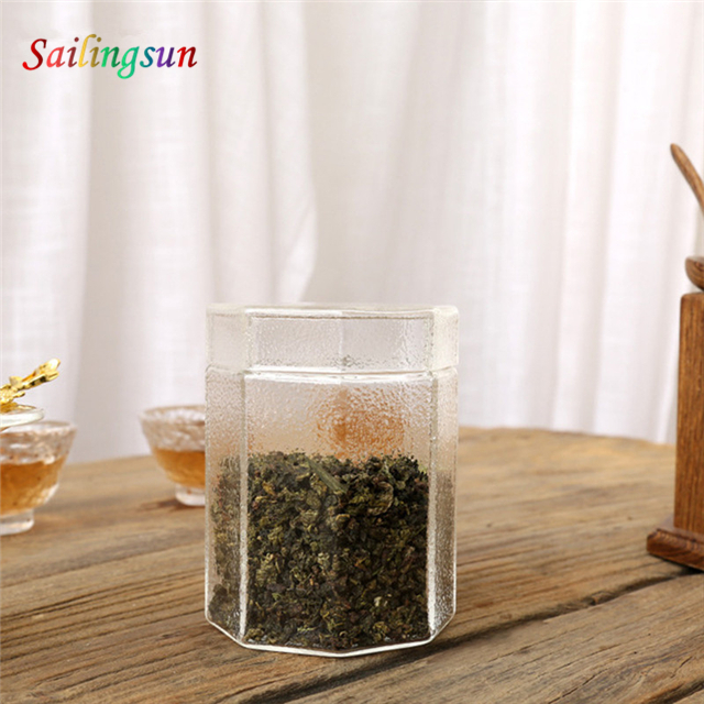 Wholesale hammer pattern design handmade with lid pyrex glass condiment herb jar