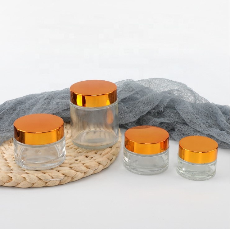 Wholesale hand cream glass jars transparent hand cream cosmetic jar  5g 10g 15g