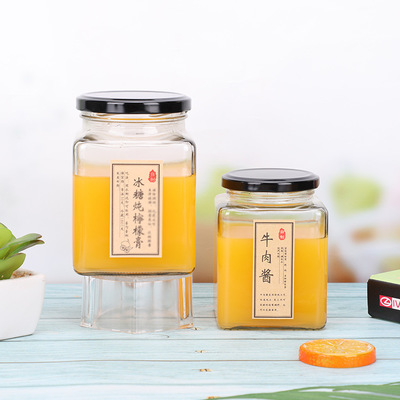 Wholesale hexagon glass bottle bulk honey jar glass jars bottles