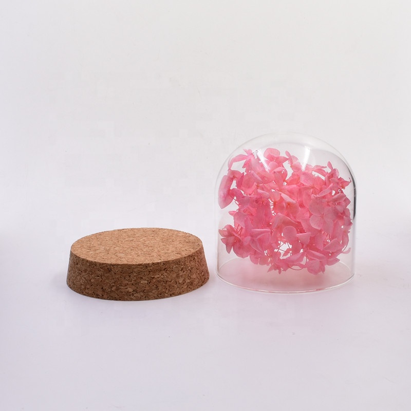 Wholesale high borosilicate glass clear empty Dome good looking shape with Synthetic wooden base for doll gift display