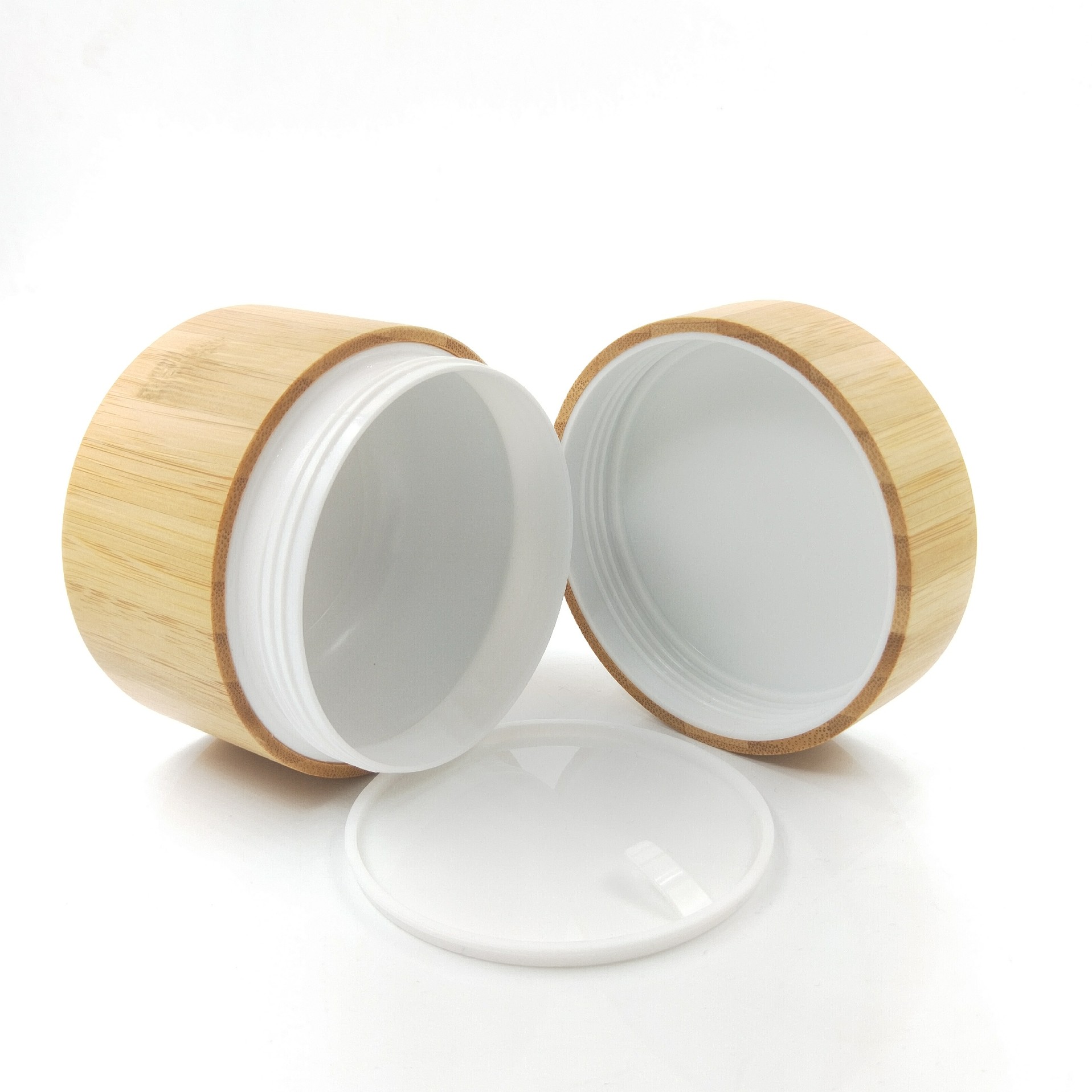 Wholesale high quality 100ml bamboo cream cosmetic jar pp inner bamboo pp cream jar
