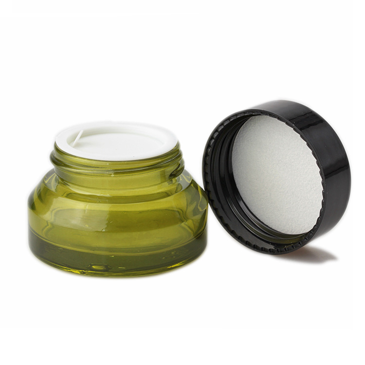 Wholesale high quality 15g 30g 50g slanted shoulder glass cream jar cosmetic containers