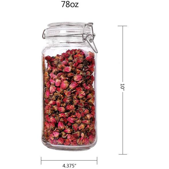 Wholesale high quality  2300 ml square glass food storage jar  with clip glass lids