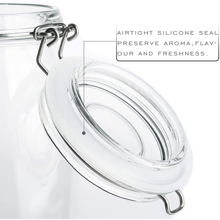 Wholesale high quality 2300 ml square glass food storage jar with clip glass lids