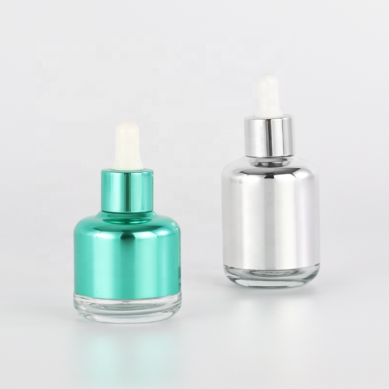 Wholesale high quality 50ml green color aluminum glass dropper bottle