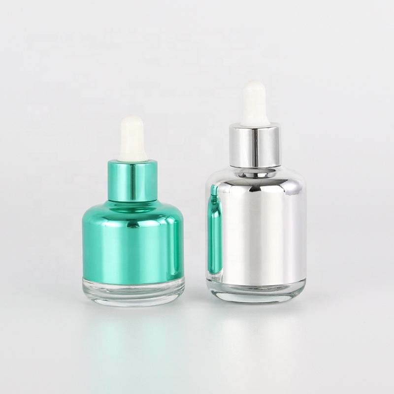 Wholesale high quality 50ml green color aluminum glass dropper bottle