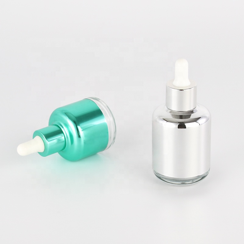 Wholesale high quality 50ml green color aluminum glass dropper bottle