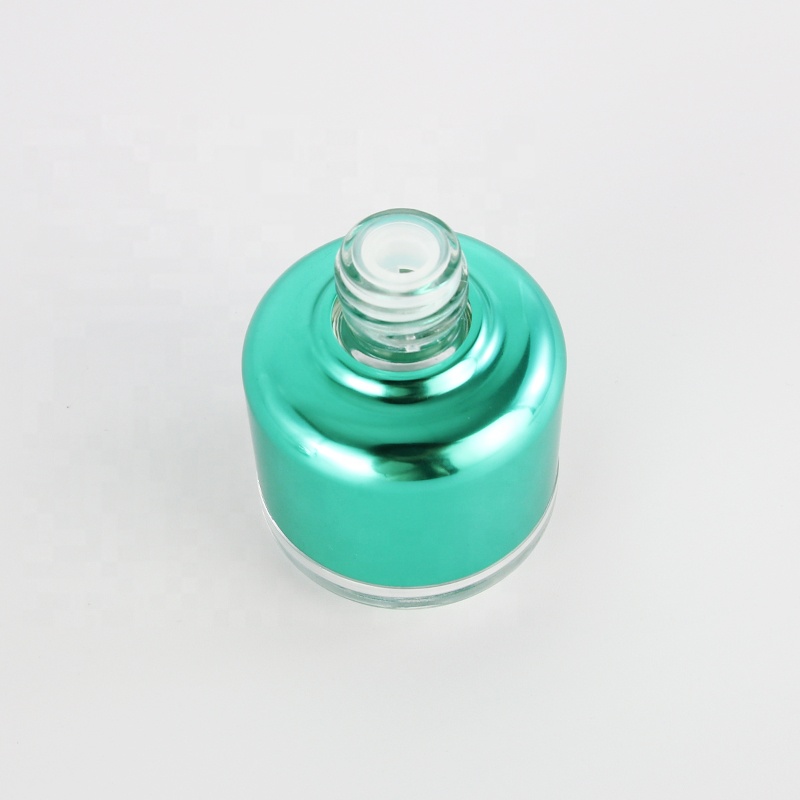 Wholesale high quality 50ml green color aluminum glass dropper bottle