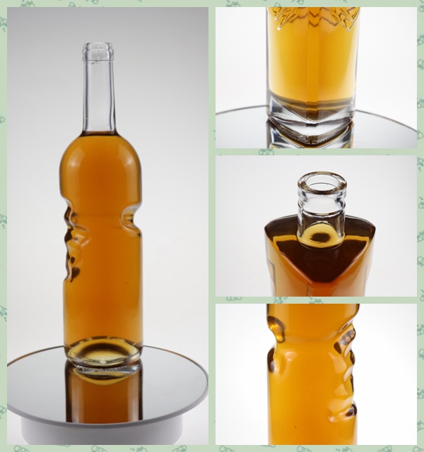 Wholesale high quality 750ml Palm Engraving Vodka Flask Wine Bottle