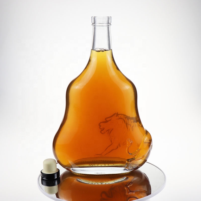 Wholesale high quality 750ml custom rum whiskey brandy glass bottle