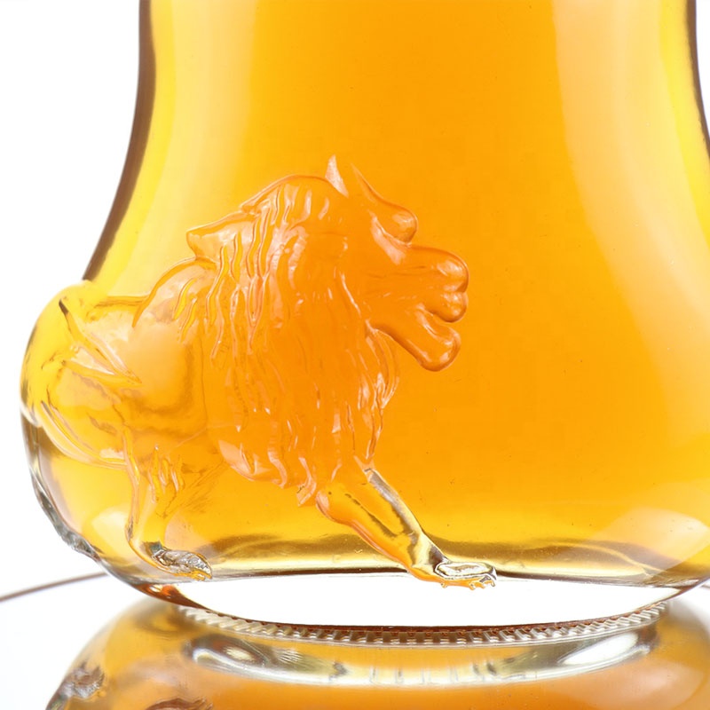 Wholesale high quality 750ml custom rum whiskey brandy glass bottle