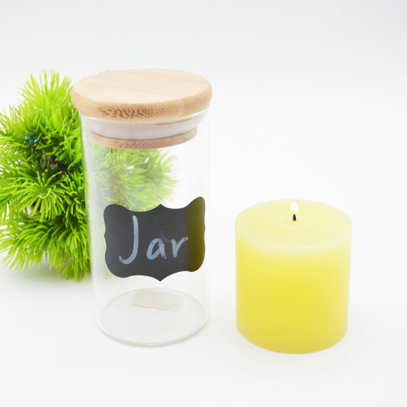 Wholesale high quality borosilicate glass food storage jar round glass jars with bamboo lid
