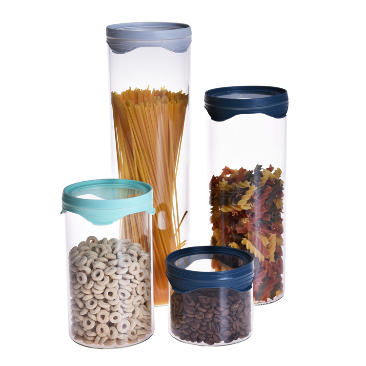 Wholesale high quality borosilicate glass food storage jar square and round glass jars with lids babyfood storage container vent