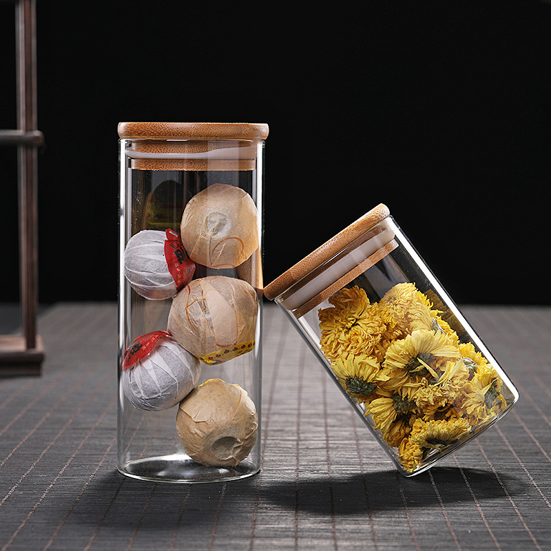 Wholesale high quality borosilicate glass food storage jar square and round glass jars with lids
