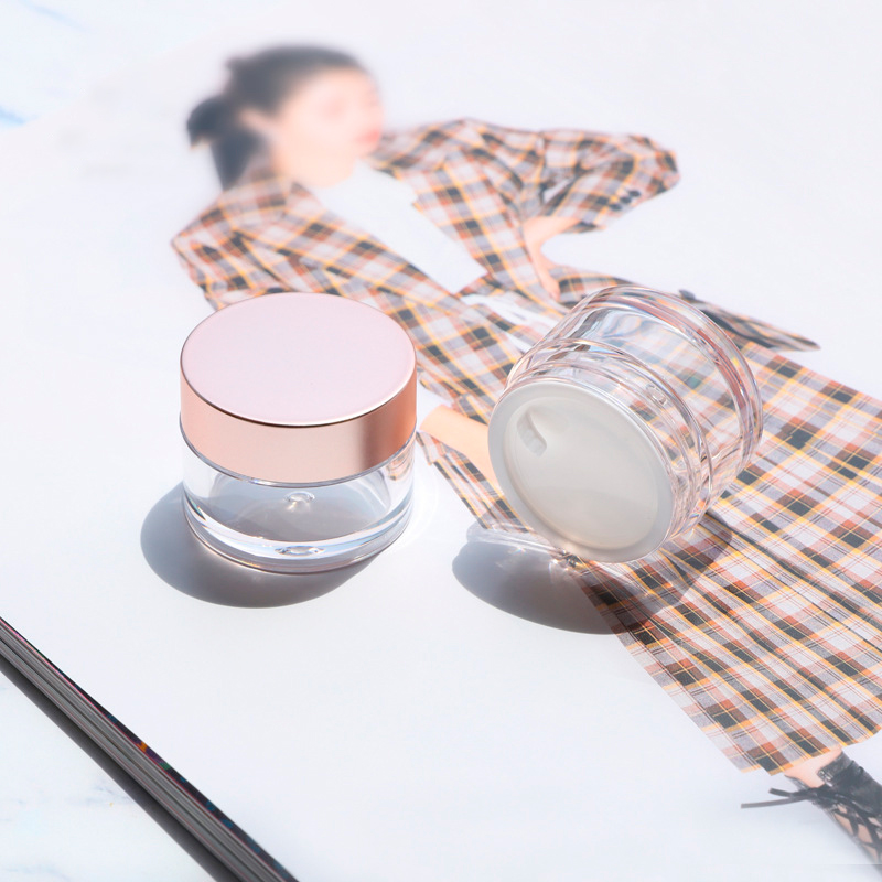 Wholesale high quality clear 30ml 50ml glass cream jar with pink lid