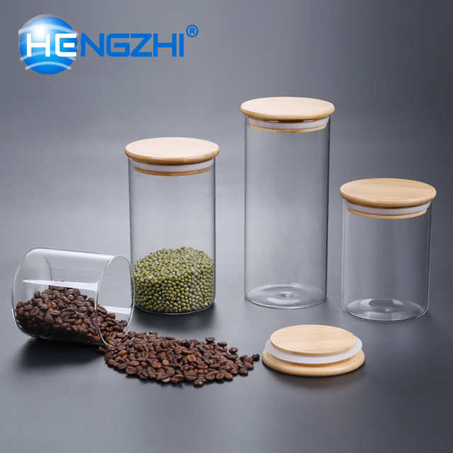 Wholesale high quality glass jar with a wooden lid Sealed cans