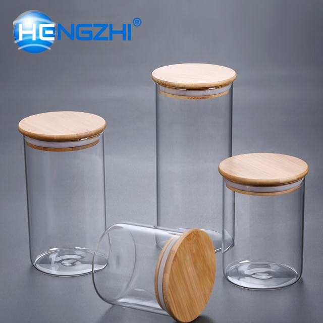 Wholesale high quality glass jar with a wooden lid Sealed cans