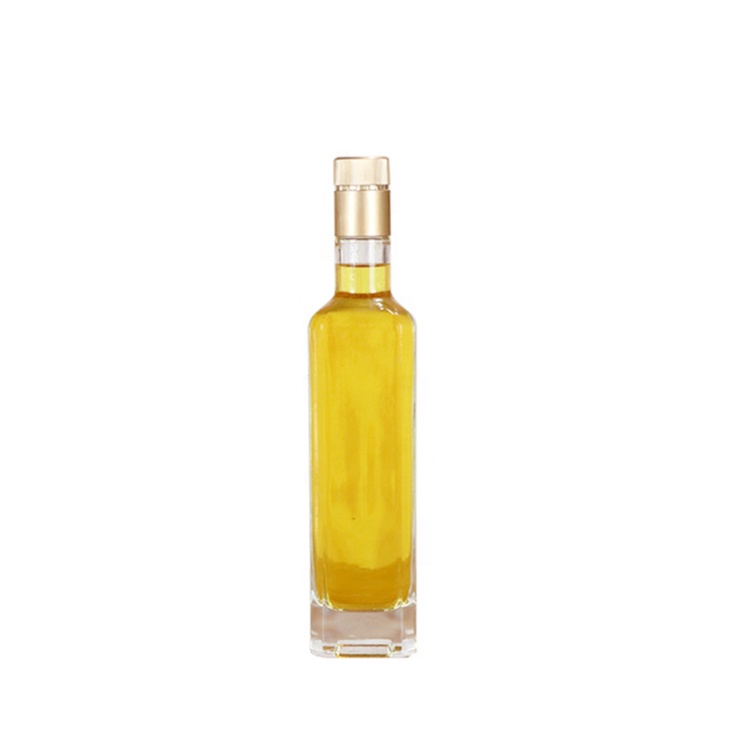 Wholesale high quality square small oil vinegar bottle empty clear 250ml 500ml 750ml 1000ml glass cooking olive oil bottle