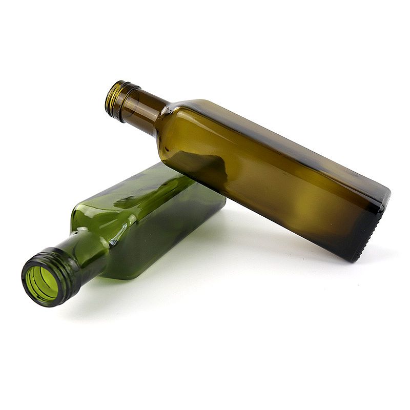 Wholesale high quality square small oil vinegar bottle empty clear 250ml 500ml 750ml 1000ml glass cooking olive oil bottle