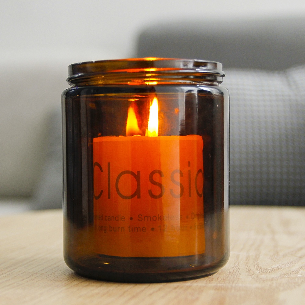Wholesale home decoration frosted amber candle jars glass with lids and custom printing