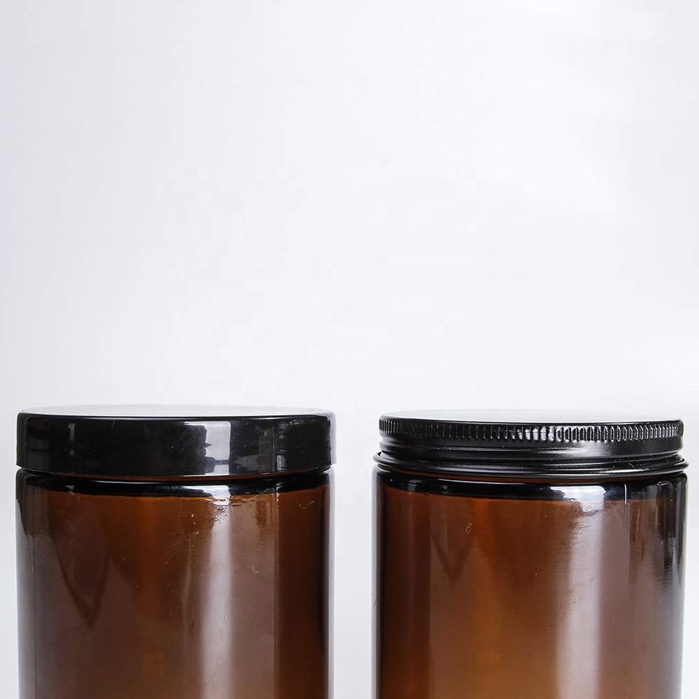 Wholesale home decoration frosted amber candle jars glass with lids and custom printing