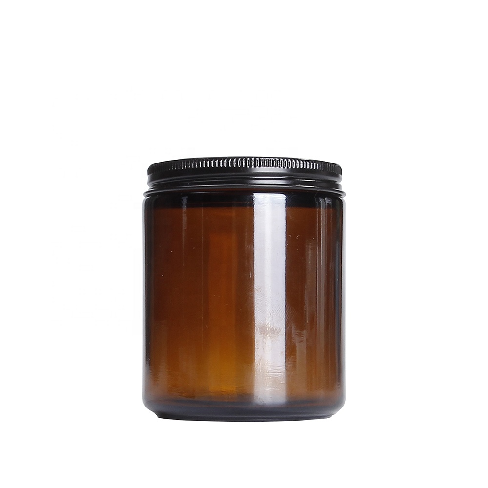 Wholesale home decoration frosted amber candle jars glass with lids and custom printing