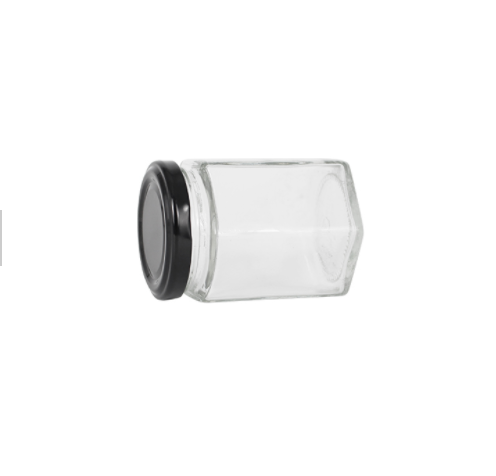 Wholesale honey/tea/candy/spice/jam glass jar hexagonal 180ml