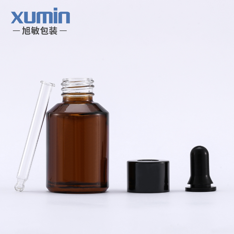 Wholesale hot sale luxury cosmetic green and amber glass dropper bottle 30ML