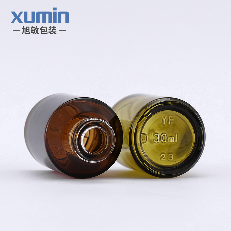 Wholesale hot sale luxury cosmetic green and amber glass dropper bottle 30ML