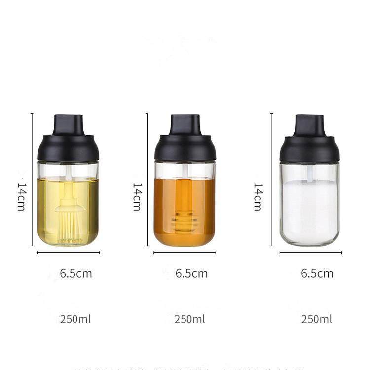 Wholesale hot sell glass jar with spoon container seasoning pot salt spice jar