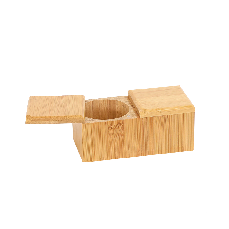 Wholesale hot selling custom Bamboo Seasoning Jar salt shaker Natural salt cellar round salt and pepper shaker