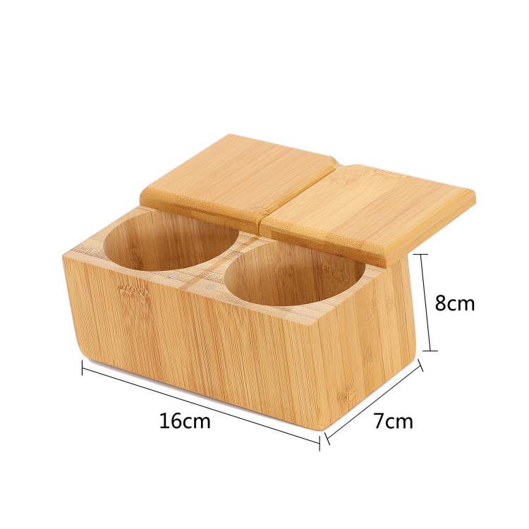 Wholesale hot selling custom Bamboo Seasoning Jar salt shaker Natural salt cellar round salt and pepper shaker
