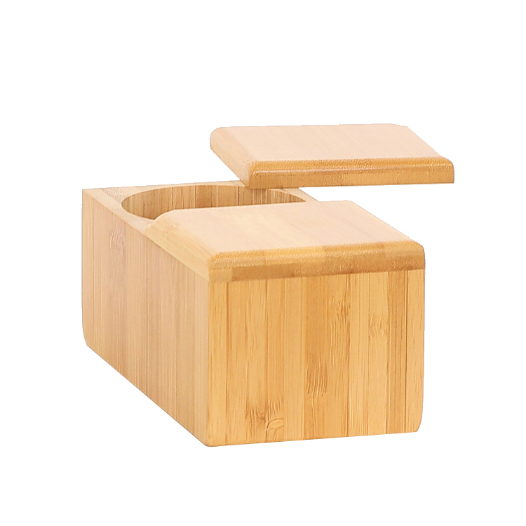 Wholesale hot selling custom Bamboo Seasoning Jar salt shaker Natural salt cellar round salt and pepper shaker