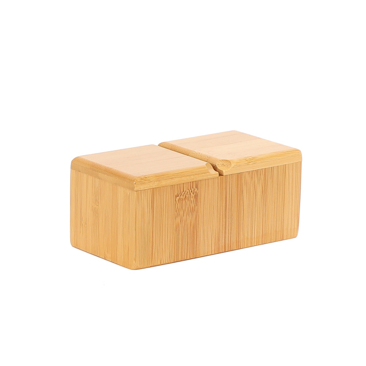 Wholesale hot selling custom Bamboo Seasoning Jar salt shaker Natural salt cellar round salt and pepper shaker