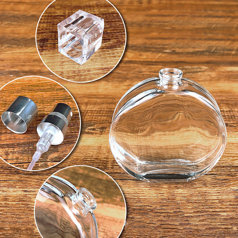 Wholesale hot selling packaging round 50ML100ml pressed glass perfume bottle