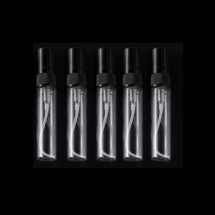 Wholesale inexpensive 2ml 3ml 5ml clear glass perfume tester with white mist spray plastic lids