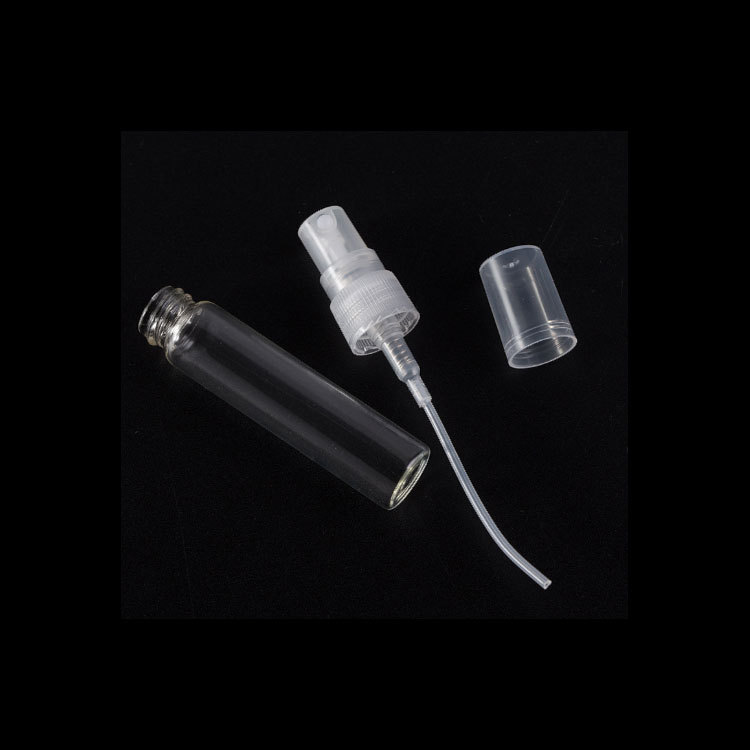 Wholesale inexpensive 2ml 3ml 5ml clear glass perfume tester with white mist spray plastic lids