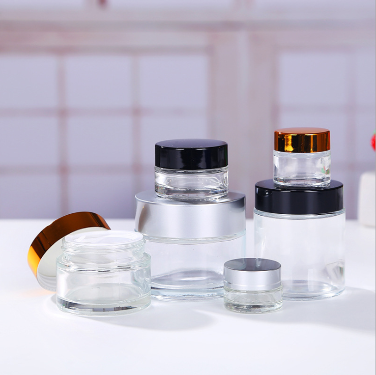 Wholesale jars and bottles for cosmetics olive oil clear cosmetic glass jar 15 30 50 ml cosmetics jar