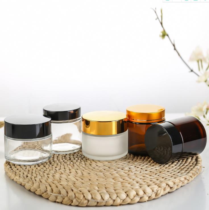 Wholesale jars and bottles for cosmetics, olive oil green cosmetic slant glass jar 15 30 50 ml cosmetics jar