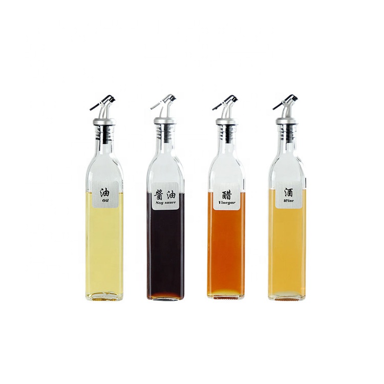 Wholesale kitchen accessories spice cooking tools soy sauce and vinegar leakproof 500ml glass oil bottles
