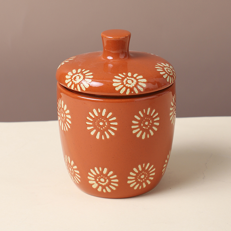 Wholesale kitchen hand painting tea coffee sugar ceramic storage jar with lid